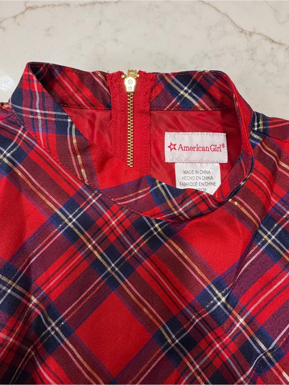American Girl Pretty Plaid Christmas Holiday Dress Girls Size 10 Tartan Velvet - Picture 5 of 7